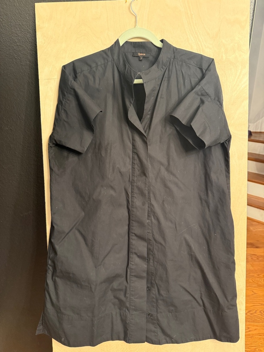 Quince Black Short-Sleeve Shirt Jacket